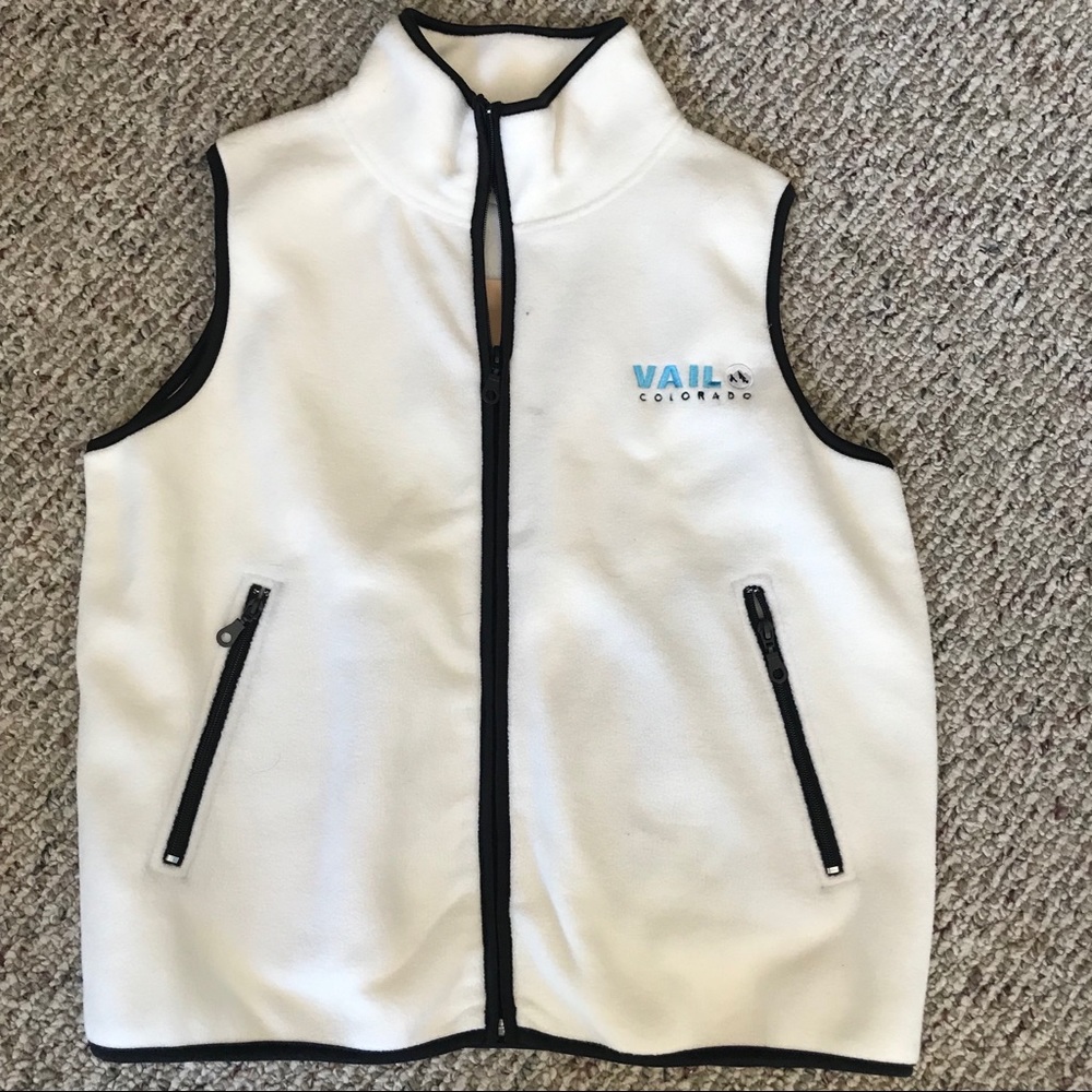 Vail Colorado white zip up vest Size L #228